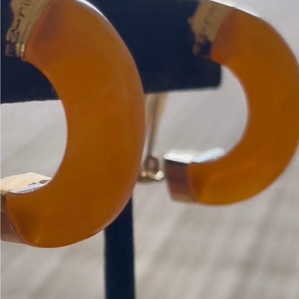 Celine Orange and Gold Earrings, vintage - Picture 5 of 8